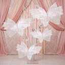 Yinder 4 Pcs Large White Butterfly Decorations Mariposas Grandes para Decoracion Big Butterfly Party Decor 3D Silk Butterflies for Women Birthday Party Wedding Photo Props Backdrop Decor
