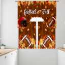 Frienda Autumn Kitchen Curtain Window Valances Set Football Pumpkin Kitchen Fall Curtain Thanksgiving Leaf Tier for Home Room Farmhouse Bedroom, 60 x 36 Valance, 36 x 30 Tier