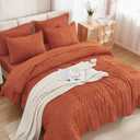 Andency Oversized Queen Comforter Set 7 Pieces, Burnt Orange | 7 Pieces, Bed in a Bag, Soft Lightweight Fluffy Polyester, Elegant Boho Tufted Reversible Bedding Set, All Season