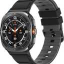 Tasikar No Gap Bands Compatible with Samsung Galaxy Watch Ultra 47mm (2025/2024) Soft Silicone Sport Strap for Galaxy Watch Ultra 47mm (2025/2024) Women Men, Black Grey