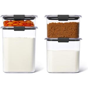 Rubbermaid Brilliance Pantry Food Storage Containers, Set of 4 (8 Pieces), BPA-Free, Clear, Airtight, Set of 4 Small