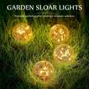 Honoson 4.7 Inch Solar Globe Lights Outdoor - Waterproof Cracked Glass Balls for Lawn Patio Yard Backyard Decorations, Warm White Solar LED Lights with Easy Installation,Durable Design (4 Pcs)