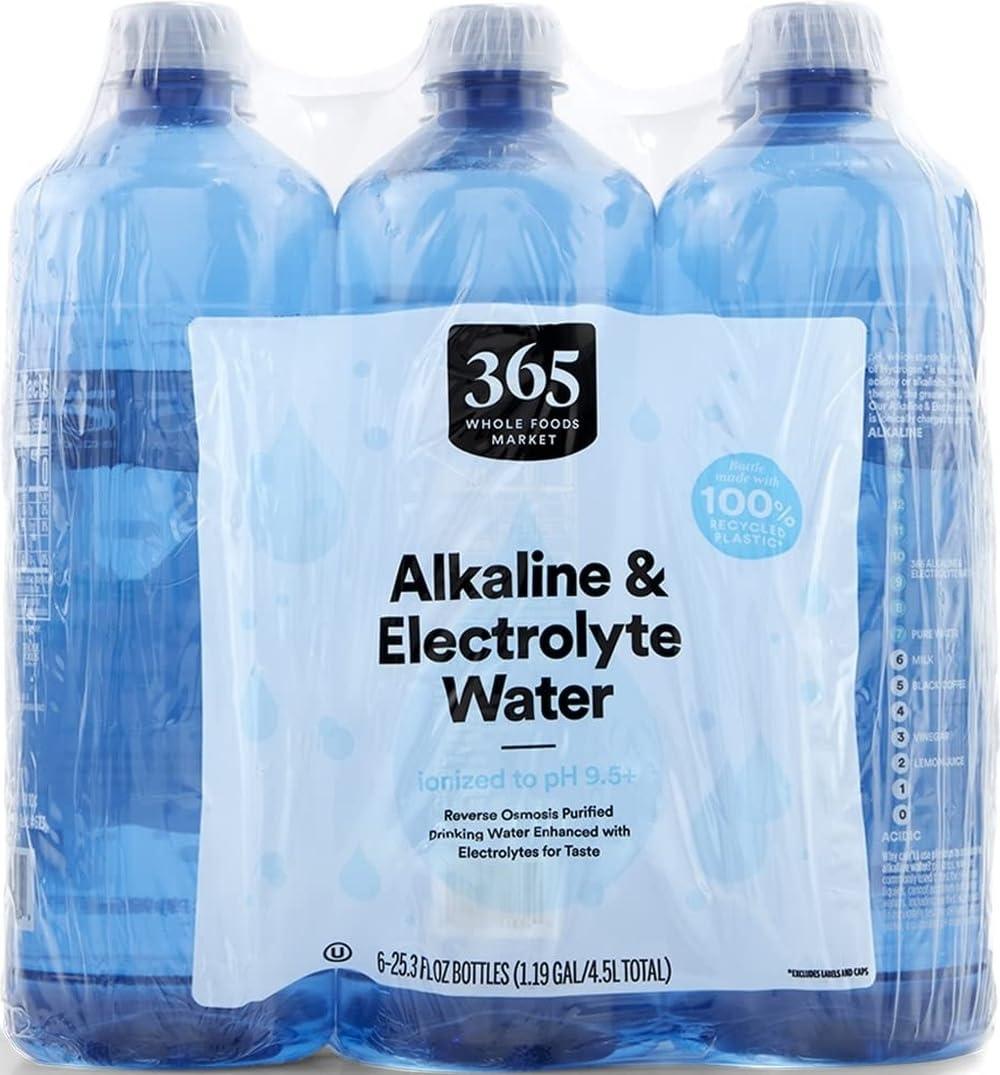 365 by Whole Foods Market, Alkaline & Electrolyte Water Bottles, 25.3 Fl Oz (Pack of 6) (EXP 06/14/28)