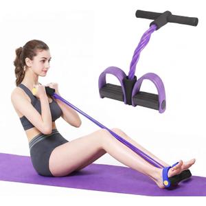 Kammoy 6-Tubes Tension Rope, Multifunction Elastic Yoga Pedal Puller Resistance Band, Natural Latex Tension Rope Fitness Equipment, for Abdomen, Waist, Arm, Leg Stretching Slimming Training (Purple)