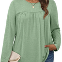 WYNNQUE Womens Plus Size Tops Long Sleeve Shirts Dressy Casual Blouses Flowy Peplum Tunics Loose Fit Fall Clothes Babydoll XL