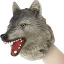 Gemini&Genius Animal Hand Puppet for Kids Soft Rubber Realistic Action Figure Role Play Toys(Wolf)