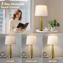 Seealle Modern Table Lamps Set of 2 - Touch Bedside Lamps for Nightstand with Dual USB C+A,3-Way Dimmable Gold Nightstand Lamps for Living Room Bedroom (Bulb Included)