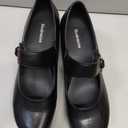 Hodrmios Women’s Low Heel Pumps, Comfortable Slip-Ons Casual Work Office Round Toe Dressy Shoes Black 8