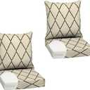 Arden Outdoor Foam Deep Seat Cushion Set, 2-Pack, 24x24, Premium High-Density Foam, Never Flattens, Weather-Proof for Patio Chair Sofa Couch, Tan Diamond Trellis