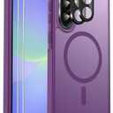 Ezanmull for Samsung Galaxy A36 5G Phone Case Magnetic Shockproof, [Fit for MagSafe] [Glass Screen Protector + Camera Lens Protector] Translucent Anti-Fingerprint (Purple)