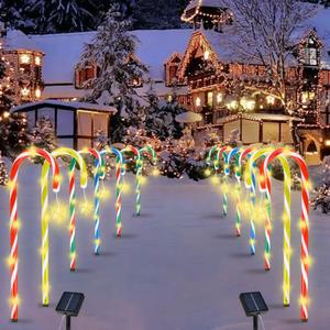 Quimoy 12Pcs Candy Cane Lights, 21'' Solar Christmas Decorations Outdoor, Candy Cane Pathway Lights with 8 LightingModes,Waterproof Christmas Yard Decorations for Lawn Driveway Walkway Sidewalk