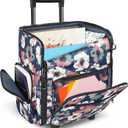YOREPEK Rolling Craft Bag, Large Roller Scrapbook Tote with Wheels, Water Resistant Scrapbooking Rolling Briefcase for Scrap Book Stickers Supplies and Tools, Gift for Crafter Artist Teacher, Floral