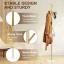 Coat Rack, Metal Freestanding Coat Rack with 8 Hooks, Sturdy Coat Tree with Natural Marble Base for Coats, Hats, Scarves and Handbags for Entryway, Hallway, Bedroom, Office,Dorm (Gold)