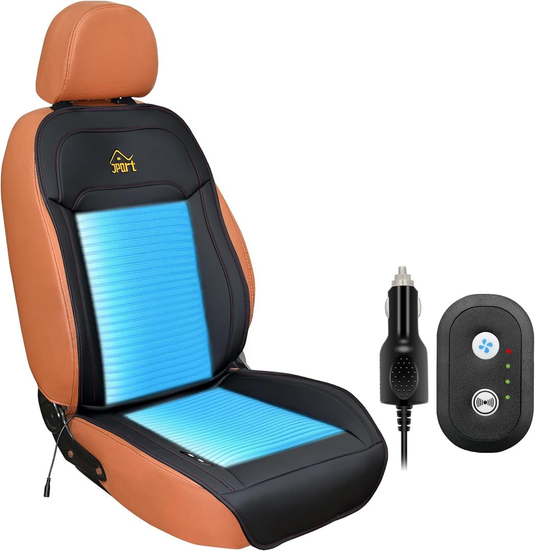 JPart 2025 Upgraded Cooling Car Seat Cover with Massage,12-24V Cooling Seat Cushion for Summer,12 Fans Ac Ventilated Seat Covers for Truck SUV Car Universal Fit