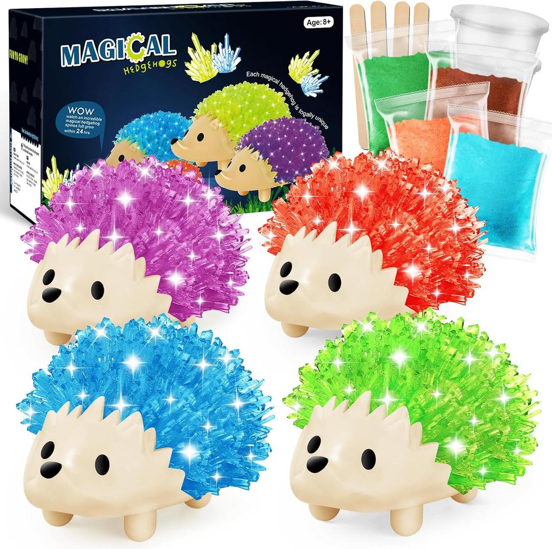 sdaymol Crystal Growing Kit for Kids  4 Colors Hedgehog to Grow Fast in (24H),Science Experiments Learning & Educational Toys,Science Kits for Kids Age 812 STEM Project Gifts for Boys & Girls 6+