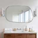 ANDY STAR 24"x40" Irregular Wall Mirror，Polished Chrome Asymmetrical Bathroom Mirror with Stainless Steel Metal Frame, Wall-Mounted Mirror for Bathroom, Entryway (Horizontal/Vertical)