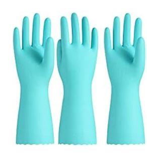 PACIFIC PPE PCS 3 Reusable Dishwashing Cleaning Gloves with Latex Free, Cotton Lining, Kitchen Gloves, Green, Large,