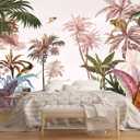 MFWFM Tropical Wallpaper Botanical Palm Leaf Wall Mural Jungle Forest Rainforest Mural Wallpaper(Not Peel n' Stick)