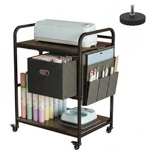 RoleDec Cricut Cart with Power Outlet & Wheels, Rolling Craft Storage Table for Maker 4/3 and Explore 4/3, Heavy Duty Organizer Stand with Reinforced Drawer, Sewing Desk, Brown