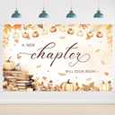 6x3.6ft Fall Book Themed Baby Shower Backdrop A New Chapter Will Soon Begin Decor Friendsgiving Maple Leaves Pumpkin Party Photo Studio Booth Background