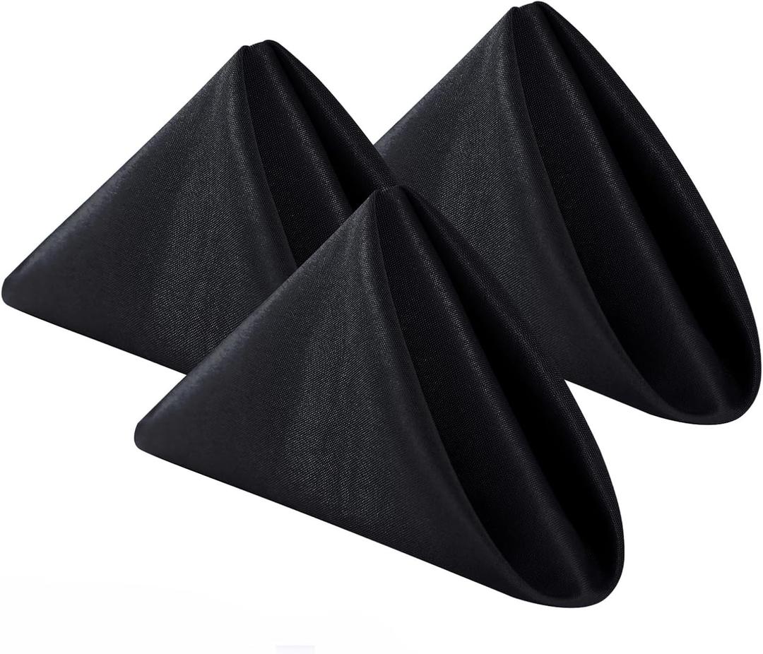 Bailarina Cloth Napkins Set of 120,17x17 inches Dinner Napkins Cloth Washable,Polyester Square Table Cloth Napkin Bulk with Hemmed Edges Ideal for Banquets, Parties and Weddings-Black