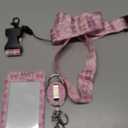 Pink Bow ID Badge Holder Badge Reel Lanyards for ID Badges Work Vertical Protector Retractable Carabiner Clips Heavy Duty Key Lanyard for Women Girls Teacher Singer Dancer Accountant Office Gifts