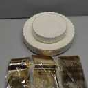 YOUBET 125PCS Scalloped Plastic Plates - Ivory Scalloped Disposable Plates - Gold Plastic Dinnerware Set Include 50 Plates, 75 Gold Silverware for Party & Wedding, 7.5/10.25 inches