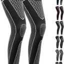 Full Leg Sleeves Long Compression Leg Sleeve Knee Sleeves Protect Leg, for Man Women Basketball, Arthritis Cycling Sport (4X-Large (1 Pair), 05_silver)