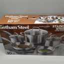 Gotham Steel 10 Pcs Tri Ply Stainless Steel Cookware Set, Pots and Pans Set with Induction Bottom, Made Without PTFE PFOA PFOS, Metal Utensil Safe, Oven and Dishwasher Safe