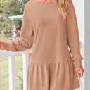 PRETTYGARDEN Womens Patchwork Sweatshirt Dress 2025 Fall Casual Long Sleeve Crewneck Pullover Cute Babydoll Mini Dresses (Nude Pink, Large)