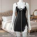 Womens Lace Babydoll V-Neck Lingerie Nightgown with Adjustable Straps, Lace Trim & Soft Modal Fabric (Black)