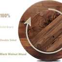 18 Inches Black Walnut Wood Lazy Susan, Solid Wooden Round Kitchen Turntable Rotating Tray