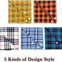 5PCS Dog Bandanas with Button - Thick Triangle Bibs Dual Layer Soft Cotton Scarves for Small Medium Boy Girl Puppy Cat Pet Baby Square Plaid Printing Washable Kerchief Halloween Costumes Outfits (blue)