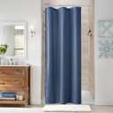 Naturoom Vintage Blue 36 Inch Shower Curtain - Stall Narrow Half Linen Ultra Thick Fabric Shower Curtain Set with Hooks, Boho Farmhouse Rustic RV Camper Bath Curtains for Bathroom, 36x72