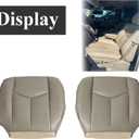 NLQR Medium Neutral Tan 522 Front Driver & Passenger Side Bottom Replacement Leather Seat Cover Compatible with Chevy Silverado GMC Sierra 1500 2500 3500 HD 2003 2004 2005 2006 2007