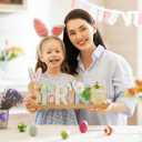 4 x Elegant Handcrafted Easter Home Decor - Made with German MDF Wood, Ideal for Indoor Spring, Fireplace Mantel, Table, Tiered Tray, and Bunny Farmhouse Style Decor (Spring)