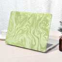 Seorsok Compatible with MacBook Air 13 Inch Case 2022 2021 2020 2019 2018 Release A1932 A2179 M1 A2337 Touch ID,Luxurious and Skin-Friendly Leather Plastic Hard Shell&Keyboard Cover,Green Wave