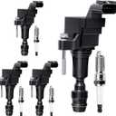 4Pcs Ignition Coil Pack UF491 & Spark Plugs Compatible with Chevy Equinox 2010-2017, Malibu 2008-2014, GMC Terrain 2010-2017, Cobalt 2007-2010, Pontiac G6 2006-2010, Buick LaCrosse 2.0L 2.2L 2.4L