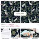 ReWallpaper 17.5in X 39ft Peel and Stick Wallpaper Vintage Dark Botanical Wall Paper Removable Navy White Crane Wallpaper for Bathroom Bedroom Living Room Self Adhesive Renter Friendly Contact Paper