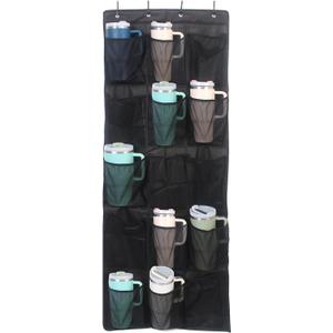 Cup Storage Organizer Compatible Stanley - 15 Large Bottle Pockets, Hanging Wall Mount for Various Sizes, Tumbler Storage Accessories
