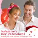 Hoteam 6 Pieces Valentine Headband for Women Beaded Love Heart Headband Pearl Rhinestone Crystal Jeweled Knotted Hairband for Valentine Hair Accessories Gifts(Red, Rose Red, White)