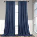 Navy Blue Curtains 84 Inch Length for Bedroom 2 Panels Back Tab Pocket Drapes Light Filtering Semi Sheer Dark Blue Curtains for Living Room Boys Space Nautical Boho Farmhouse Decor 52x84 Long Indigo