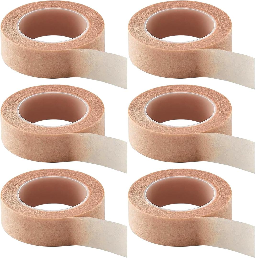6 Rolls Nose Tape for Rhinoplasty Shaping 0.5in X 10Yd Flexible Skin Tape Breathable Micropore Tape Self Adhesive Gauze Tape for Wound Injuries Swelling Sports Beige (6Rolls)
