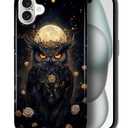CARLOCA Case for iPhone 16,Celestial Owl Unique Forest Moon Nature Design Hybrid Dual Protection Soft TPU Hard PC Shockproof Anti-Scratch Cover Men Women Stylish Protective Phone Case