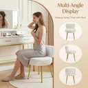 Warmiehomy Cute Vanity Chair with Back - Girls Fluffy Makeup Chair for Vanity - Small Cozy Desk Chair No Wheels for Bedroom Home Office Living Room (White), 18.5 x 17.72 x 23.62 inches