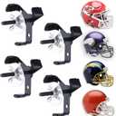 Hidden Football Helmet Wall Mount Display, Heavy Duty Metal Hanger Holder for Full and Mini Helmets, Floating Football Helmet Shelf Case Stand, Hardwares Included, Black, Pack of 4