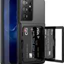 WeLoveCase for Samsung Galaxy S21 Ultra Wallet Case with Credit Card Holder & Hidden Mirror, Defender Protective Shockproof Heavy Duty Phone Cover for Samsung Galaxy S21 Ultra 5G, 6.8 inch Black