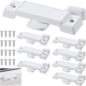 8 Pack Window Sash Locks, 2-1/4 Mounting Hole Centers Sash Lock with Screws, Sliding Window Locks Replacement Broken for Vertical and Horizontal Sliding Windows Double Hung Windows(White)