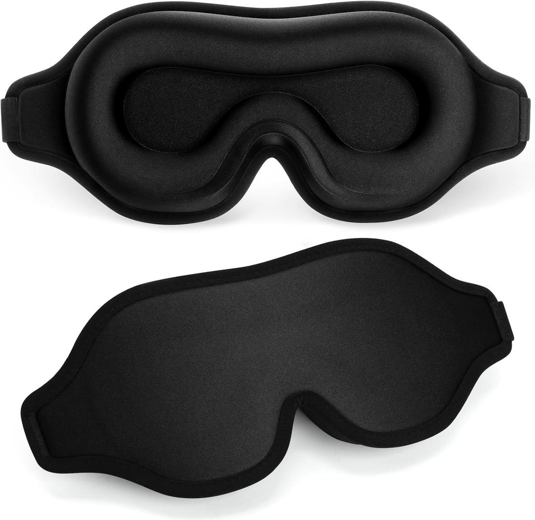 FlyCoco Blackout Eye Mask for Sleeping, 3D Contoured Cup No Pressure Sleep Mask with Adjustable Strap, Ultra-Thin Sides Breathable Lightweight Soft Eye Cover for Men Women Home Travel Airplane Party