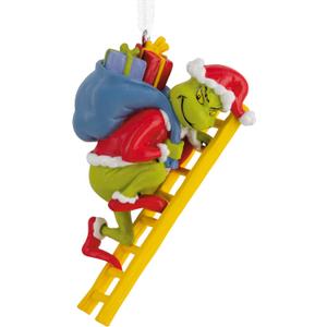 Hallmark Dr. Seuss's How The Grinch Stole Christmas! Grinch on Ladder Christmas Ornament, Christmas Movie Gifts